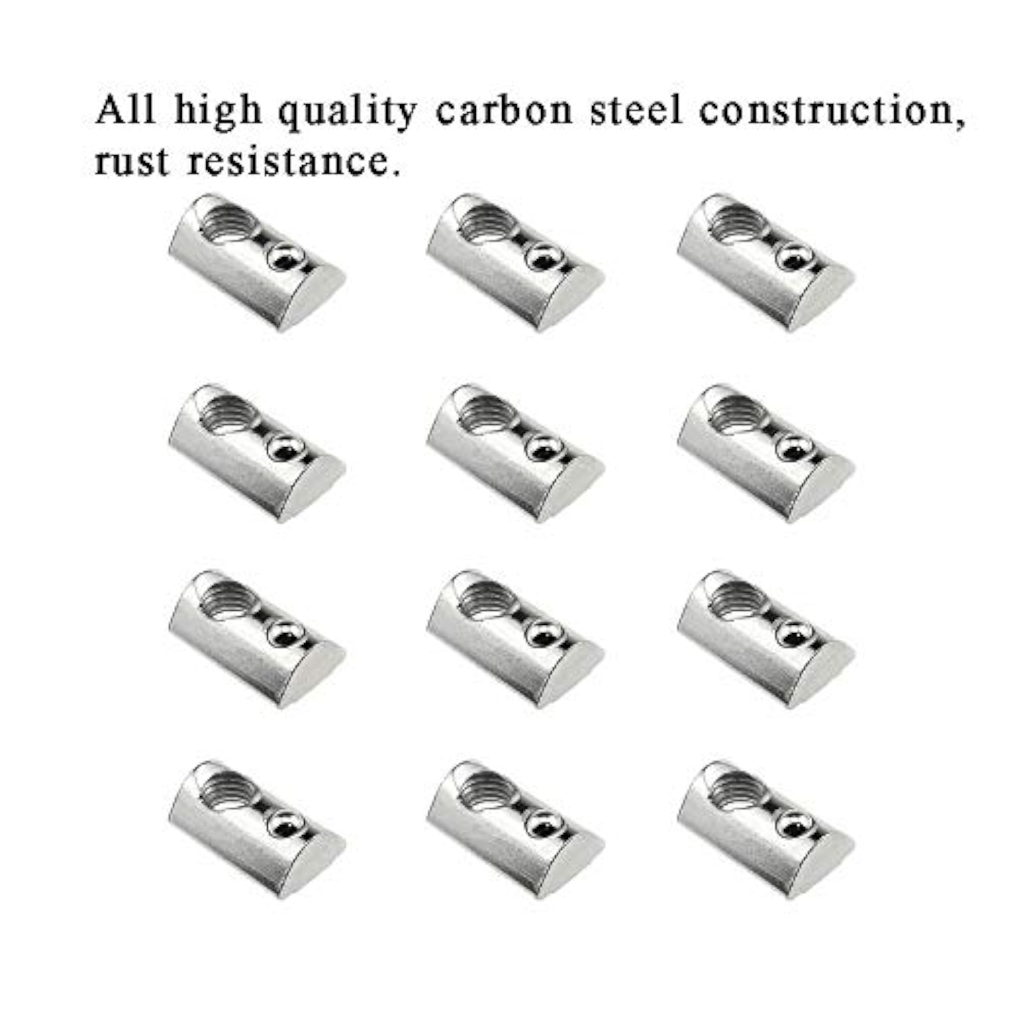 Binzzo 4040 Series M8 T Slot Nuts Roll-in Spring Ball Loaded Elastic 12 Pack